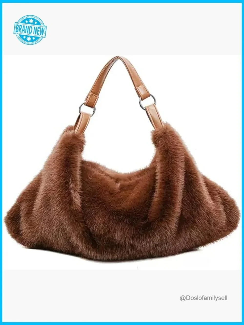 Fluffy Faux Fur Hobo Bag Cozy Winter Tote Shoulder Crossbody Handbag